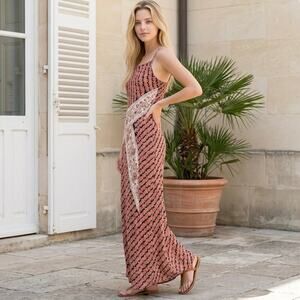 Vintage Nolita Patchwork Beaded Floral Maxi Dress Womens Small Y2K Fairy Grunge